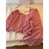 Conjunto de Pijama Cuadros Rosa Dulce para Mujer Otoño 2026 Cárdigan Holgado de Manga Larga Conjunto Casual de Ropa para Estar en Casa Se Puede Usar al Aire Libre