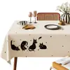 Estilo Ins Tela de Mantel de Gato Negro de Dibujos Animados Mantel Rectangular Impermeable Nuevo Hogar Mesa de Café Mantel Estilo Crema