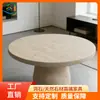 Mesa de Centro Redonda Hongo de Travertino Blanco Roto Mesa de Negociación Wabi-sabi Mesa de Té Cha-ji Muebles Blandos para Apartamento Mesa de Centro de Piedra Personalizada