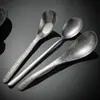 Colher de Sopa de Liga de Titânio Estilo Chinês Doméstica, Colher de Sopa de Titânio Puro Cristal de Gelo, Colher Lingote com Padrão de Pedra, Louça de Titânio Puro