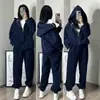 Conjunto deportivo casual transfronterizo para primavera y otoño, sudadera con capucha holgada estilo coreano y conjunto de pantalones jogger para correr para estudiantes