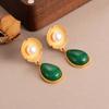 Pendientes de gota de agua con borlas de piedra natural, estilo cortesano, personalidad retro, nicho, pendientes de botón franceses retro, pendientes de sentido avanzado, lote