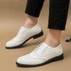 Zapatos de vestir de negocios para hombre, estilo británico, con cordones y punta tallada, zapatos de boda de moda para hombre.