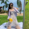 Vestido Camisola Floral Feminino Verão 2025 Novo Francês Petite Temperamento Vestido Curto Fofo Vestido Regata