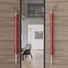 Manija de Puerta de Vidrio de Acero Inoxidable Manija Envainada en Cuero Caja de Hotel Manija de Puerta Doble de Madera Maciza Negra Personalizada