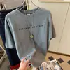 Camiseta Básica Fina de Manga Curta, Ombro Reto, Algodão Puro, Cor Cinza, para Mulheres, Nova Moda Verão 2026, Versátil