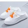 Novedad Primavera y Verano 2026 Estilo Cerrado por Delante con Cordones Medias Pantuflas de Malla Transpirables Ultraligeras Suela Suave Suela Gruesa Cómodas Pantuflas para Mujer
