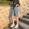 Shorts de Mezclilla Retro Nostálgicos de Cinco Puntos para Mujer Verano 2025 Nuevos de Cintura Alta Corte A Sueltos Adelgazantes de Aspecto Pantalón de Cinco Puntos Pierna Ancha