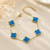 Pulsera Cruzada de Acero Inoxidable Europea y Americana de Cuatro Hojas por Ambos Lados para Niñas, Acero de Titanio No se Desvanece Joyería de Alta Gama al por Mayor