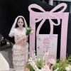 Decoración para el Primer Cumpleaños de Niña Fondo de Pared de Tablero KT Decoración Lazo Rosa Letrero de Bienvenida para Banquete de los 100 Días del Bebé