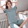 Liquidación de Tallas Descontinuadas: Pijama de Verano para Mujer, Cuello Redondo, Top Delgado de Manga Corta y Shorts, Lindo Diseño de Dibujos Animados, Conjunto de Ropa de Casa para Niñas que Reduce la Edad
