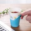 Portavasos desechable, funda para vasos, portavasos de plástico grueso de color, portavasos de papel con aislamiento térmico y antiescaldaduras.