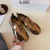 Parche de Cuero Colorido Ballet con Cordones Zapatilla Deportiva Alemana para Mujer 2026 Zapatos Nuevos Versátil Casual Deportivo Zapatos Forrest Gump para Mujer