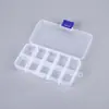 Caja de Almacenamiento Transparente de Plástico PP con 10 Compartimentos, para Cuentas, Piezas de Uñas, Herramientas de Ferretería, Joyería, Componente de Almacenamiento de Clasificación Multi-compartimentos