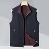 Chaleco reversible para hombre de primavera y otoño con cuello alto y cremallera, hecho de tela de seda de doble proteína, antiestático, ropa exterior para hombre, stock físico disponible