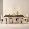 Juego de mesa y sillas de comedor moderno minimalista para casas pequeñas, modelo nuevo, mesa de comedor rectangular de placa de roca moderna y sillas