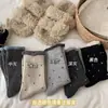 Meias de Lã Outono e Inverno com Punhos de Renda, Meias Femininas de Algodão Puro de Cano Médio, Suaves e Simples, Meias Longas Cinza Versáteis, Meias Largas
