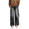 Jeans Gruesos de Alta Resistencia para Hombre de Otoño e Invierno, Pantalones Rectos Estilo Americano de Trabajo, Pantalones Largos Holgados Nuevos para Adolescentes