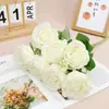 7 Cabeças de Rosa Enrolada, Flores Artificiais, Flores Falsas, Decoração de Casa e Casamento, Atacado de Arte Floral, Decoração de Mesa ao Ar Livre