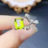 Anillo Popular de Peridoto Natural al por Mayor de Fábrica Plata S925 Incrustado con Piedra Principal 6*8 Fábrica de Joyería de Lujo Venta Directa