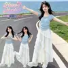 Conjunto de Verano para Niñas 2026 Nuevo Estilo Dulce y Elegante Camiseta de Manga Corta Vestido de Verano Falda de Encaje Conjunto de Dos Piezas