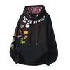 Sudaderas con capucha básicas, holgadas, estilo americano, estampados de dibujos animados, forro polar y tela engrosada, al por mayor, disponibles para hombres y mujeres, adecuadas para otoño e invierno