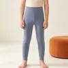 Calça térmica infantil quentinha para meninos e meninas, roupa íntima 7A antibacteriana de cintura alta, leggings espessados, calças de outono de lã e seda, combinação pai-filho