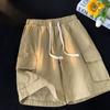 Pantalones cortos de marca de moda para hombre, novedad de verano 2024, diseño de bolsillo grande, cordón ajustable, holgados y rectos.