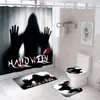 Fs5 Amazon Transfronterizo Serie de Halloween Juego de Cortina de Ducha Impresión Digital Impermeable Antimoho Juego de Cuatro Piezas Puede