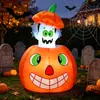 Casa Assombrada Festa de Halloween no Quintal Decoração Inflável de Abóbora Brilhante e Esconderijo de Fantasma que Pode Ser Levantado e Abaixado