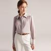 Camisa de Seda Pesada para Mujer, Nuevo Estilo Primavera/Verano 2026, Color Sólido Manga Larga Georgette Doble de Seda Elástica 19 Momme Top
