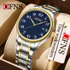 Reloj de Cuarzo Ofns Moda Clásico Correa de Acero 30m Resistente al Agua Reloj para Hombre y Mujer Calendario Simple Reloj para Pareja de Negocios Venta al por Mayor Transfronteriza