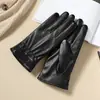 Guantes de Cuero Sintético para Hombre Otoño e Invierno Terciopelo Engrosado A prueba de Viento Pantalla Táctil Motocicleta Ciclismo al Aire Libre Versátiles Guantes Cálidos