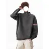 Suéter de punto grueso con bloques de color a rayas y cuello alto con media cremallera, estilo "old money", unisex, corte holgado, top de punto casual para otoño e invierno