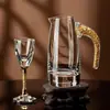 Juego de copas de vino blanco con lámina de oro de cristal para el hogar, separador de vino de vidrio, jarra de vino, juego de vino de alta gama, taza de tamaño pequeño, venta al por mayor