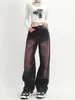 Jeans de Pierna Ancha con Degradado para Mujer Verano Estilo Americano talla extra Cintura Alta Diseño Adelgazante Pantalones de Pierna Recta para Mujer