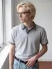 Camisa Polo a Cuadros Estilo Americano Cleanfit Falso Dos Piezas Camiseta de Hombro Ancho Corta Manga Corta de Verano para Hombre