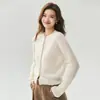 Caxemira de Luxo Leve! Cardigan de Caxemira Outono e Inverno Feminino Gola Redonda Botão Malha Jaqueta Cor Sólida Camada Base Top Feminino
