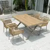 Mesas e Cadeiras de Exterior, Cadeiras de Rattan de Lazer para Pátio, Varanda, Jardim, Mesas de Jantar, Conjunto Combinado Simples de Três ou Cinco Peças de Madeira Plástica e Rattan para Exterior