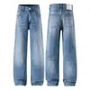 Muxi Roupas Jeans Azul Claro Masculino Reto Outono Novo Slim Fit Afunilado Calças Longas Baggy Masculino