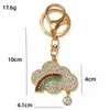 Llavero de nube de arcoíris con diamantes de imitación de aleación, llavero para coche, colgante para bolso, accesorio de regalo