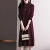 Vestido Suéter Outono e Inverno para Mulheres 2025 Novo Estilo Elegante Gola Meia-Alta Camisa para Usar por Baixo Vestido Longo de Tricô