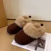 Chinelos de Algodão Fechados Peludos com Solado Grosso para Mulheres 2026 Estilo Coreano Tendência Elegante Inverno Novo Birkenstock Calçados Mais Veludo Pessoa Preguiçosa