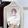 Ropa Nueva de Otoño e Invierno para Niñas, Camiseta Base de Manga Larga para Niños con Cuello Semi-Alto y Borde de Oreja de Felpa, Top Elegante para Llevar por Debajo
