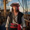 Chapéu Piratas do Caribe da Amazon, Cachecol, Pingente de Cinto do Capitão Jack Sparrow, Adereços de Palco para Cosplay de Halloween