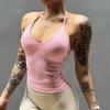 Sujetador Deportivo de Punto Cruzado Dfyne sin Costuras con Cuello Halter para Fitness Yoga, Chaleco con Almohadillas en el Pecho, Adelgazante y de Alta Elasticidad