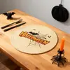 Tapete Redondo de Mesa de Lino para Halloween de Amazon Transfronterizo Anti-quemaduras Antideslizante Entrada de Restaurante Lugar de Comida Occidental Se Puede Personalizar