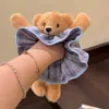 Goma para el pelo de oso lindo con cuadros azules, estilo nuevo, súper bonita, perfecta para hacer un moño, da un toque de alta gama, accesorio para el cabello