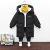 Inverno novas roupas acolchoadas de algodão infantil roupas acolchoadas de algodão médio e longo para meninos e meninas Versão coreana de casaco jaqueta acolchoado de algodão com capuz grosso atacado