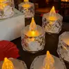Lámpara de Velas Electrónicas de Cristal Atmósfera Ambiente Propuesta Confesión en Interiores Escena Romántica Decoración Velas de Bendición de Cumpleaños para Ofrenda a Buda
